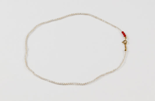 Rice Pearl Necklace with 18K Gold Accessories