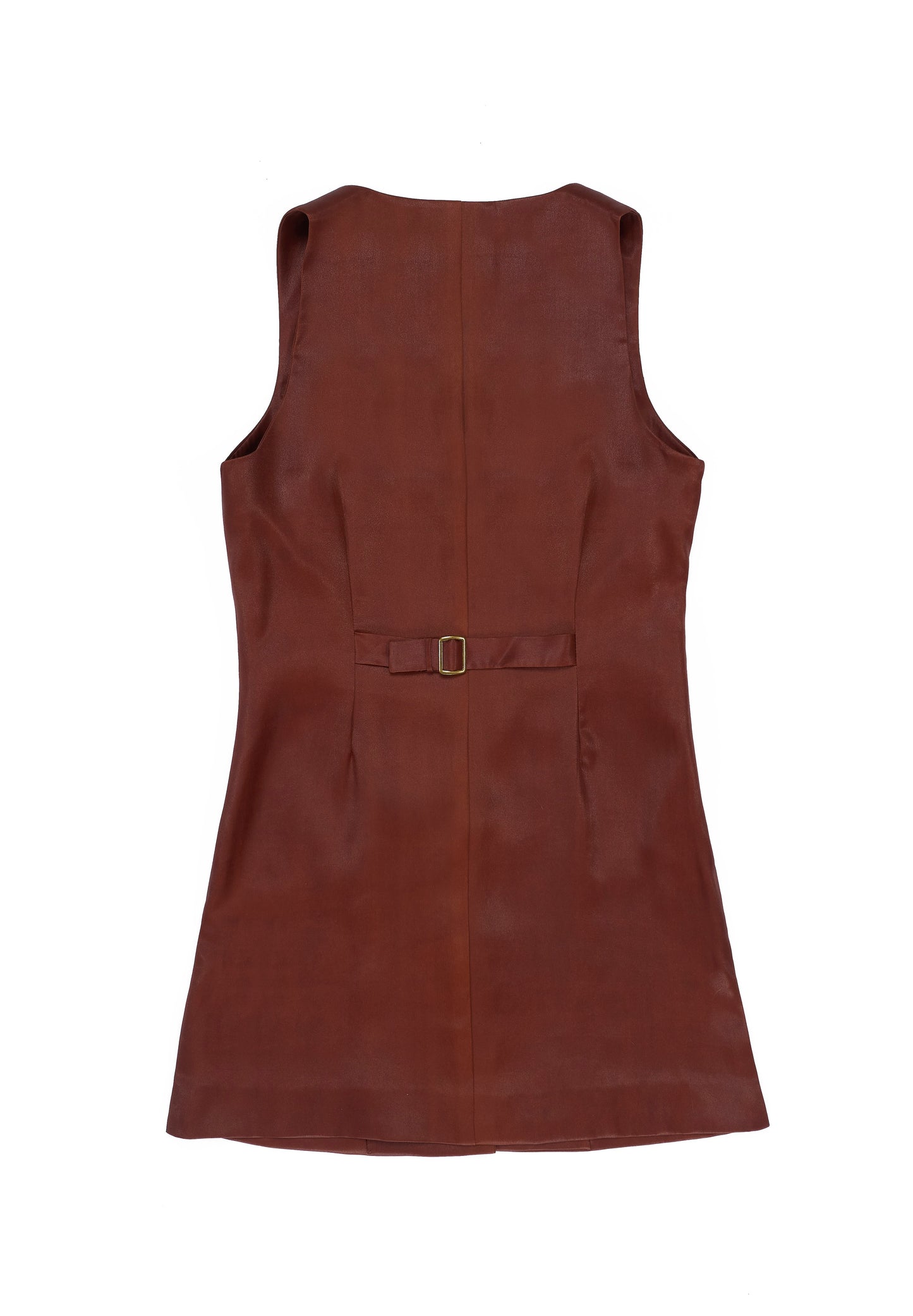 Brown Gambiered Canton Gauze Button-Front Dress