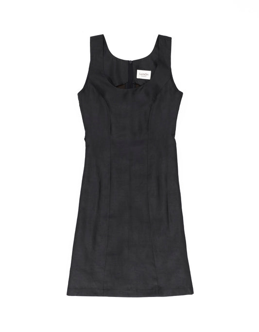 Silver Gambiered Canton Gauze Dress with Waist Tie