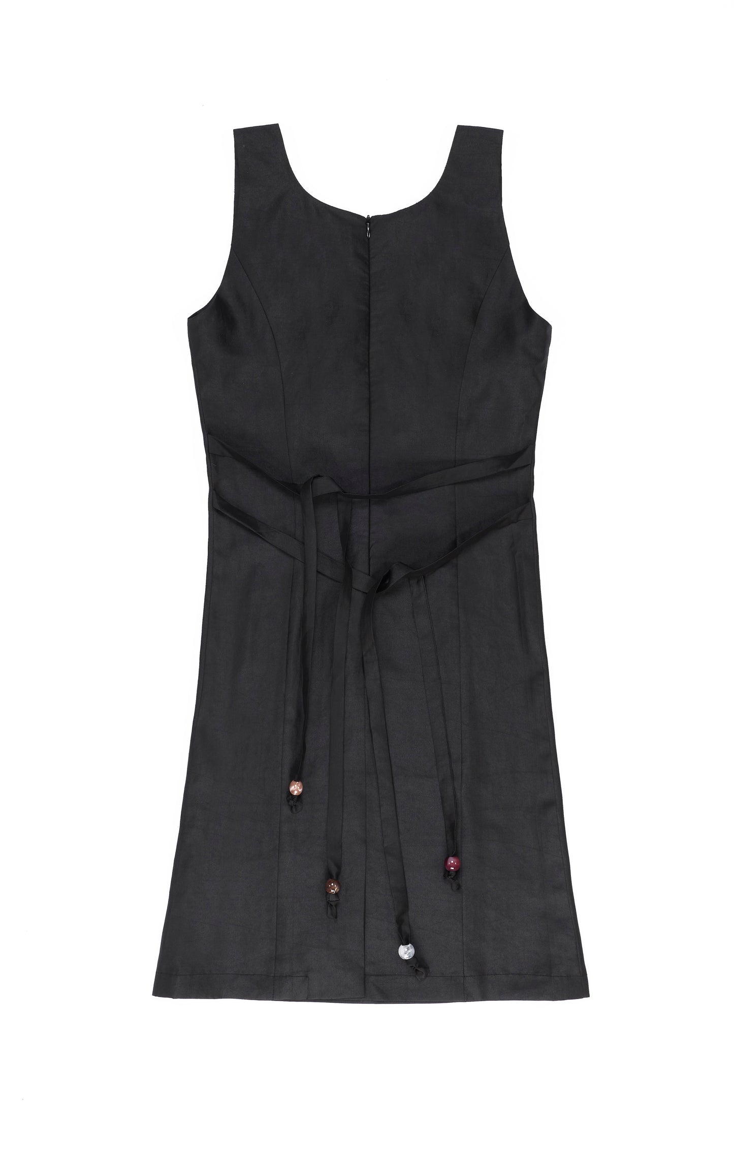 Silver Gambiered Canton Gauze Dress with Waist Tie