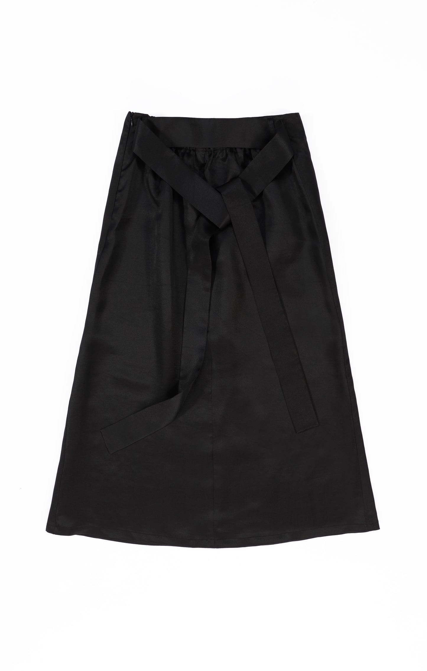 Black Gambiered Canton Gauze Maxi Skirt with Button Detail