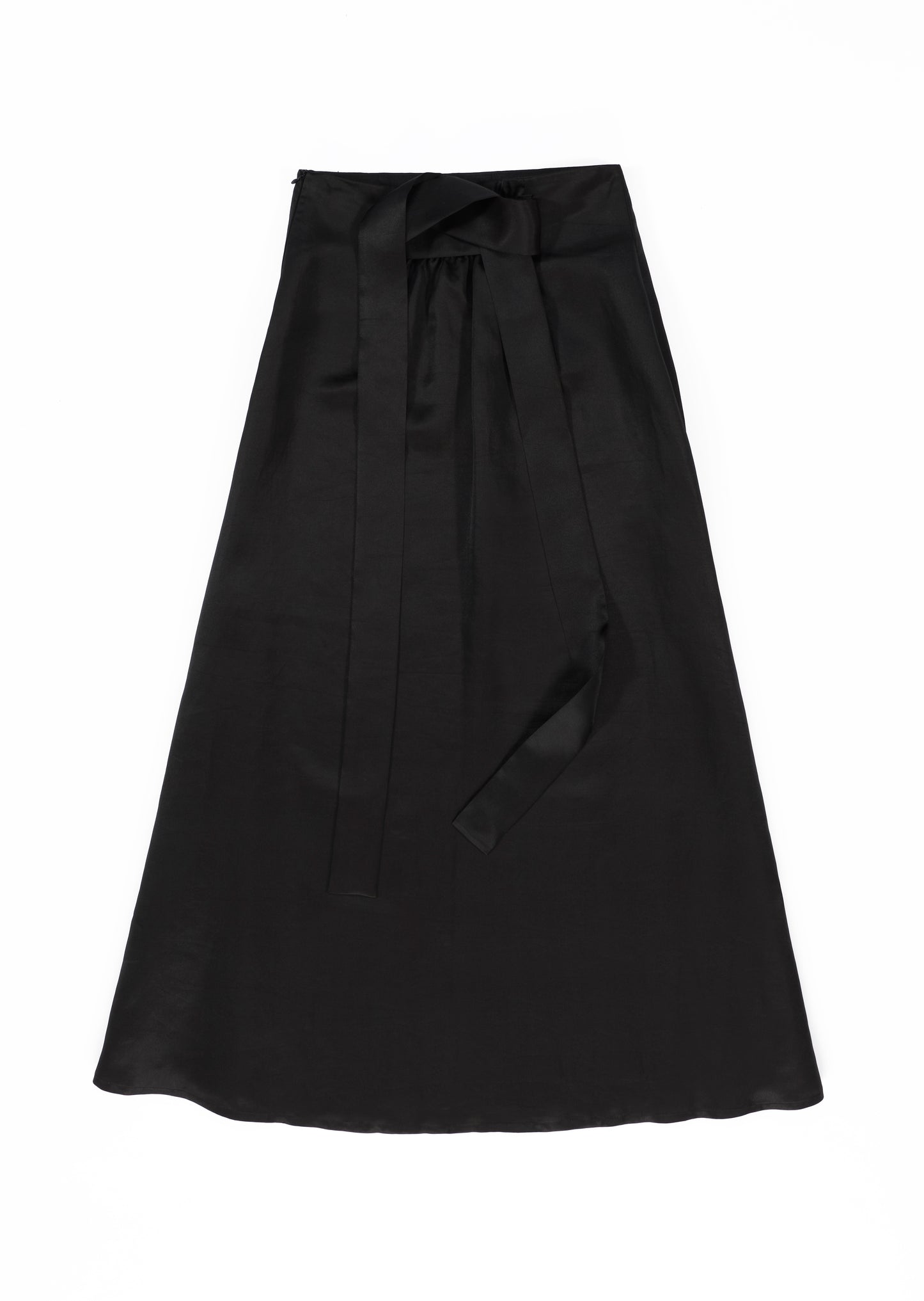 Black Gambiered Canton Gauze Maxi Skirt with Side Slit