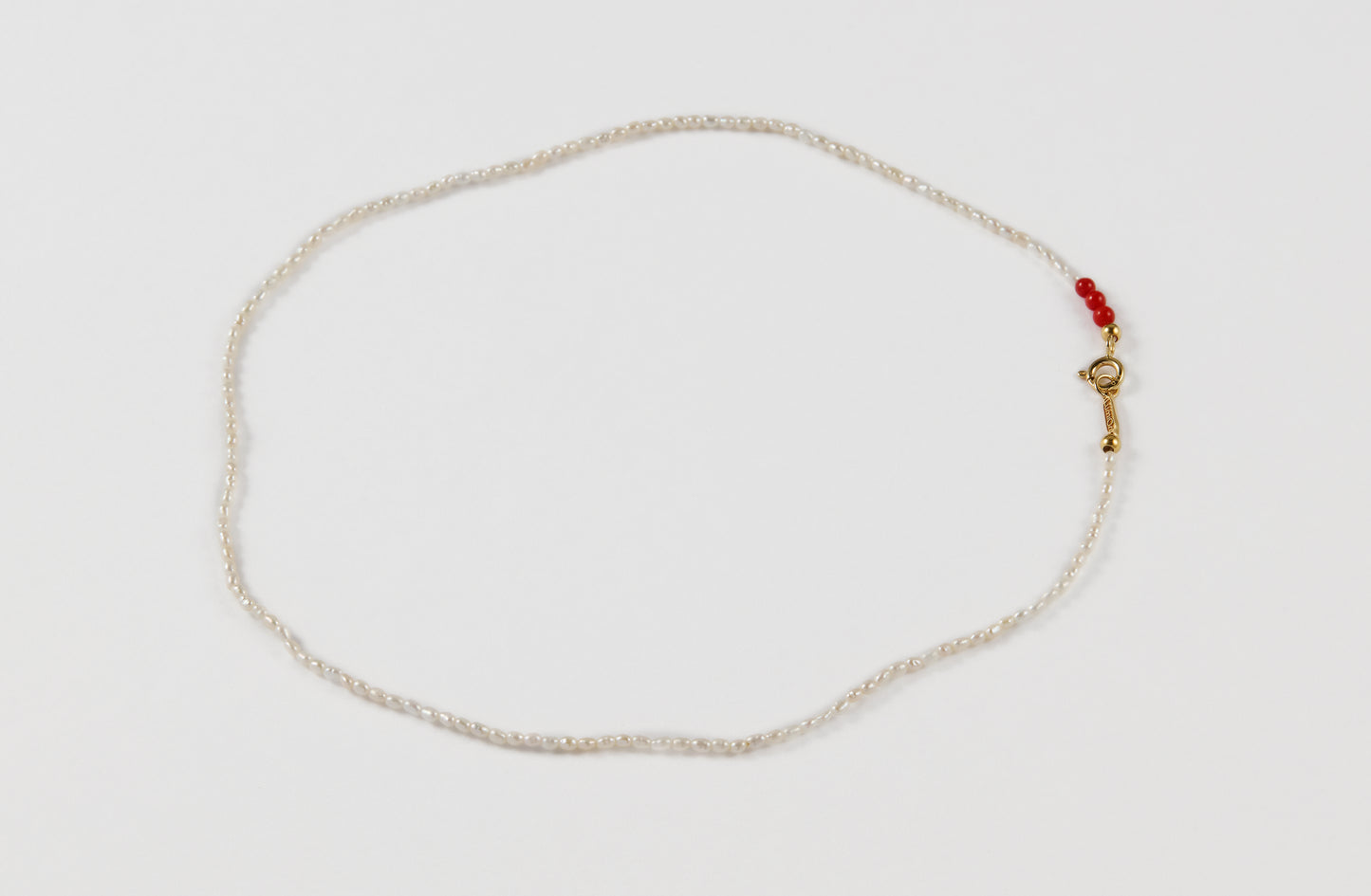 Rice Pearl Necklace with 18K Gold Accessories