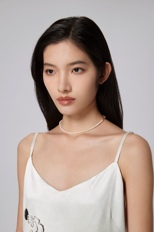 Mini Pearl Necklace with 18K Gold Accessories