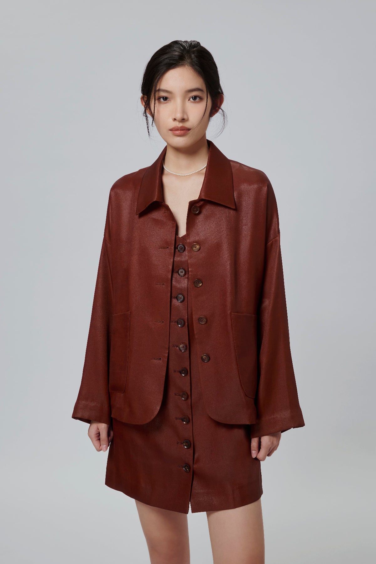 Brown Gambiered Canton Gauze Windbreaker